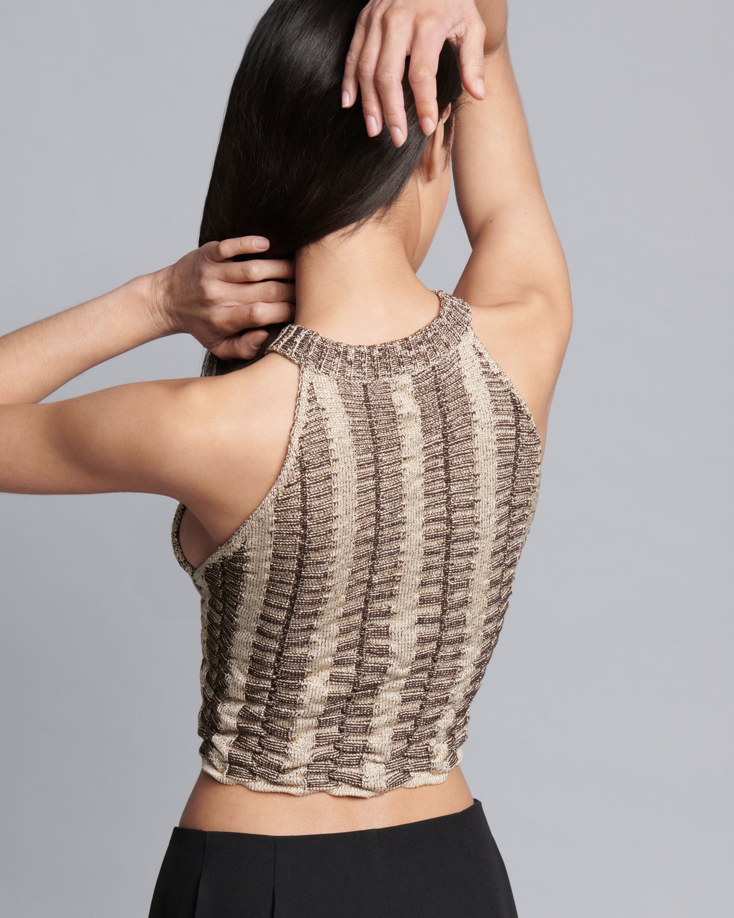 Reversible Halter Neck Top: Gold and Brown