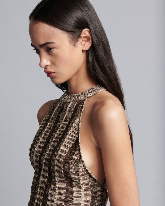 Reversible Halter Neck Top: Gold and Brown