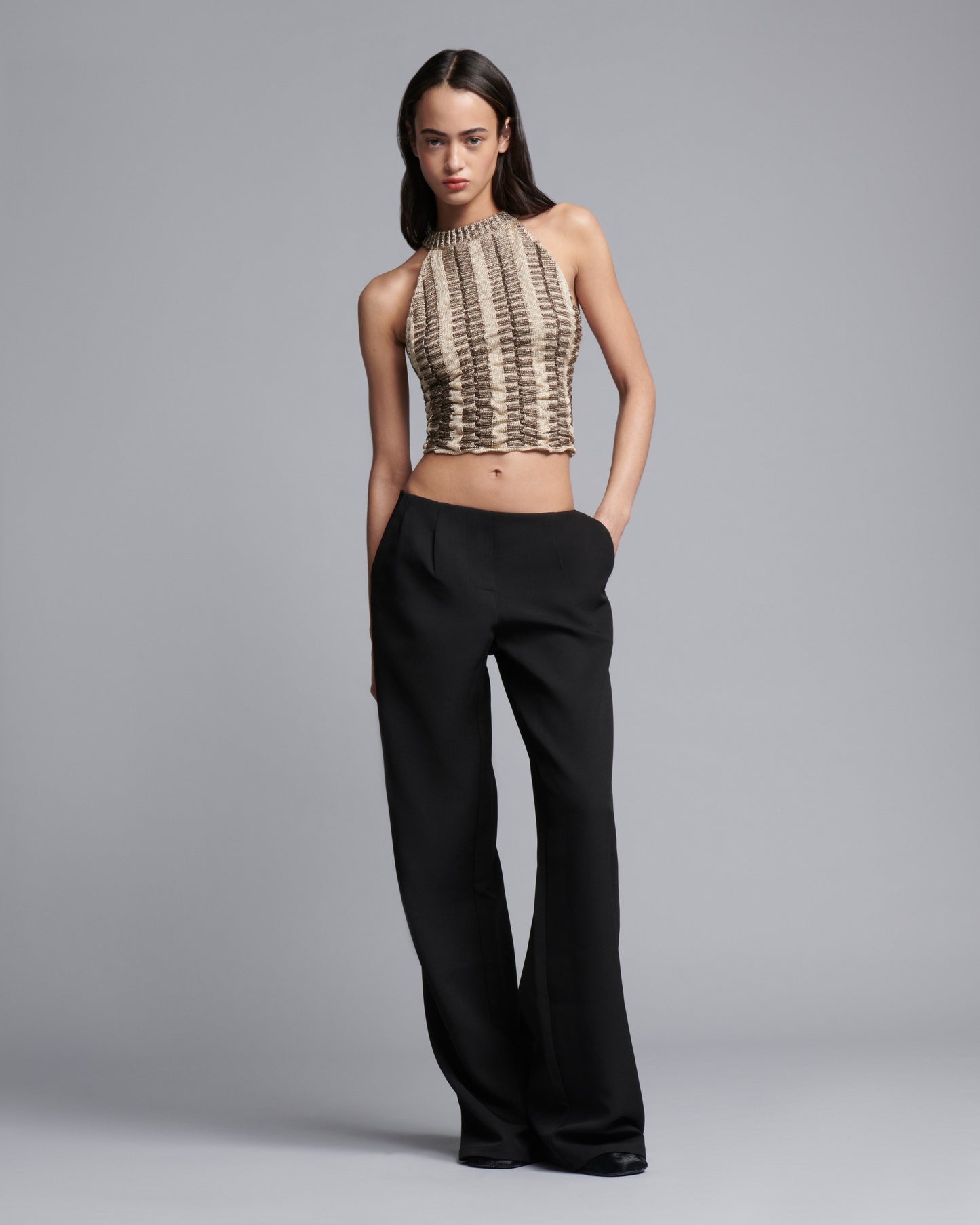 Reversible Halter Neck Top: Gold and Brown